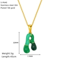 Collana in acciaio inossidabile placcato oro 18k con ciondolo a lettera A verde smalto - Stile Lettera A Verde (S640G-001-A)