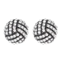 Schitterende volleybal oorknopjes met kristallen en zwarte metalen basis voor fans - Legering met Strass / Volleybal (N-595)