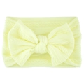 Pale yellow cable knit baby nylon headband with a large decorative bow detail - Off White
