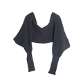 Dark grey knitted shawl scarf with sleeves and ribbed cuffs in solid color design - 05# Dark Grey / 220x35CM