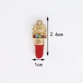 Lipstick shape metal pendant with colorful rhinestones and red enamel coating - Red Lipstick (1CM×2.6CM)