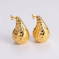 Klobige 18K Gold Wassertropfen-Ohrstecker mit gehämmertem Metall für Frauen - Gold