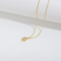Elegant gold seashell pendant necklace with sparkling white zircons on a fine chain - Conch (Gold)