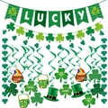 Set decorativo de San Patricio con pancarta Lucky, espirales de trébol y arte festivo - Kit de Espirales para Pancarta del Festival Irlandés (Estilo B)