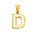 Pendente con lettera D dorata con riempimento in smalto bianco e bordi decorati a grani - Lettera D (Ciondolo Singolo)