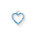 Silver hollow heart pendant with deep blue rhinestones for DIY jewelry making - Silver Blue Rhinestone