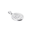 Silver oval stainless steel Tree of Life pendant with classic Greek meander border - Oval Greek Key Tree of Life(KP93826-Z)