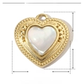 Gedetailleerde weergave van 15mm hartschelphanger in gouden roestvrijstalen frame - YE448-2 Hart Goud Schelp