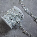 Colorful diamond bead chain with silver cones and crystal beads for Christmas decor - 5 Meters / Silver + Iridescent Diamond
