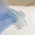 Matte finish dusty blue 13cm square claw clip for thick hair on white background - 11cm Matte Bone - Blue / Bulk (No Packaging)