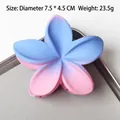 Blue and pink gradient plumeria flower hair claw clip in matte resin, 7.5cm diameter - Blue Pink