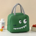 Groene geïsoleerde lunchtas met dinosaurusprint en grijze handvatten voor eten - Groene Krokodil