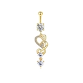 Piercing de nombril doré avec pendentif en zircone cubique en forme de cœur - XY-18 Combo Coeur Poire