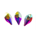 Set of three pear-shaped AB crystal rhinestones with rainbow iridescent color shift - 4x8mm Mermaid AB
