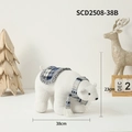 Blau-weiß karierter Schal weißer Eisbär Plüsch Weihnachtsdekoration 38cm Größe - Eisbär Puppe Ornament