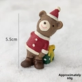 Christmas bear resin figurine with red coat and gift box, 5.5cm festive tabletop decor - Bear With Gift Box (60g)