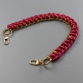 Short burgundy woven strap with gold chain and lobster clasps for handbags - Old Version / Burgundy