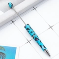 DIY plastic beadable pen featuring a vibrant blue body with animal leopard print patterns - Blue Base Black Leopard (53)