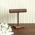 Dark brown T-bar wooden jewelry stand for bracelets and watches with a vintage wood grain - Bracelet Display Stand (Small)