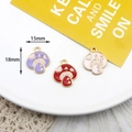 Three-piece colorful mushroom pendants with gold alloy frames and enamel dots - 13# Purple Mushroom