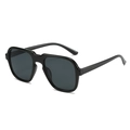 Classic black aviator sunglasses with bold frames and UV protection in trendy retro style - Black Frame Black Grey Lens
