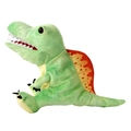Jouet marionnette à main en peluche dinosaure vert avec tissu doux et bouche mobile pour enfants. - Marionnette Spinosaurus
