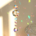 Rainbow crystal suncatcher with golden sun design and colorful gemstones for home decor - Colorful Sun