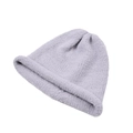 Plush knit beanie for children with rolled edge in light purple soft faux wool fabric - 3-9 Years / Light Gray