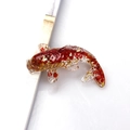 Miniature koi fish resin ornament with red pigments and gold foil glitter flakes - Red Glass