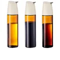 3er-Pack bernsteinfarbene Ölflaschen aus Glas mit weißen Automatikdeckeln und Ausgießer - 3er-Set / Weiß
