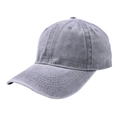 Detailed close-up of grey washed cotton baseball cap showing side profile and stitch texture - Gray