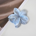 Light blue marble pattern flower hair claw clip with vintage acetate finish and metal spring - Blue Marble 8cm