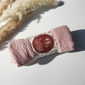 Pink pleated cotton viscose scarf with bubble texture and floral paper packaging - Style #88