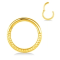Golden hinged nose ring with beaded texture in circular design for women and men - 2# Beaded Texture / 1.0mm x 8mm / Gold