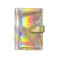 A6 Macaron holographic loose-leaf notebook binder with shiny rainbow PVC finish and snap button - Laser Gold (Cover Only)