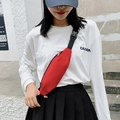 Minimalist red canvas cross-body waist bag with black adjustable strap for outdoor use - Red