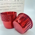 Red metallic heat-resistant greaseproof paper cupcake liners for baking muffins - Double-sided Red