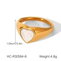 Detalle de incrustación de concha en forma de corazón de 1,04 cm en anillo de oro 18k - Anillo con Incrustación de Concha de Corazón-Talla 6 (HC-R30584-6)
