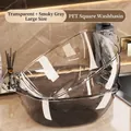 Set di grandi lavabi quadrati in PET trasparente e grigio per l'uso in bagno moderno - [Trasparente + Grigio Traslucido] Grande (Set di 2)