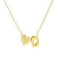 18k gold plated brass necklace with glossy heart and 3D bubble letter D pendant - Necklace - Letter D