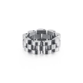 Industrial silver watch chain link ring in brushed stainless steel for men - Steel
