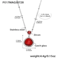 Roestvrijstalen ketting met rode zirkoon en druppelhanger, technische maatgegevens - Staal Kleur Rode Zirkoon Ketting (P017)