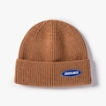 Gorro de punto marrón oscuro con parche azul de Orderliness y textura de canalé - Caqui (21B024)