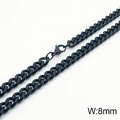 Men's 8mm black stainless steel curb chain necklace with a secure lobster clasp - 8MM Black / Necklace 45cm