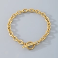 Bracciale a catena a O in acciaio inossidabile dorato con chiusura a barra a T - Collana 45cm / 6mm Oro