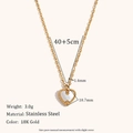18K gold plated stainless steel heart shell pendant necklace with elegant minimalist chain - Gold Single Shell Heart Pendant Necklace