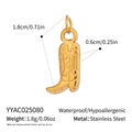 Detailed view of 18K gold plated stainless steel cowboy boot charm with engraved patterns - Cowboy Boot Shape (YYAC025080)