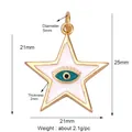 Star-shaped gold-plated copper charm with white enamel and devil eye motif - Gold Pentagram Eye Style (M184344K2)