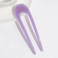 Detail of purple jelly U-shaped hair pin with France Handmade gold text on white tea set - Light Purple