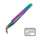 Rainbow plated stainless steel eyelash tweezers butterfly clip 11.5cm 14g tool - Rainbow Butterfly Tweezers / 1.5mm Thick / 11.5cm